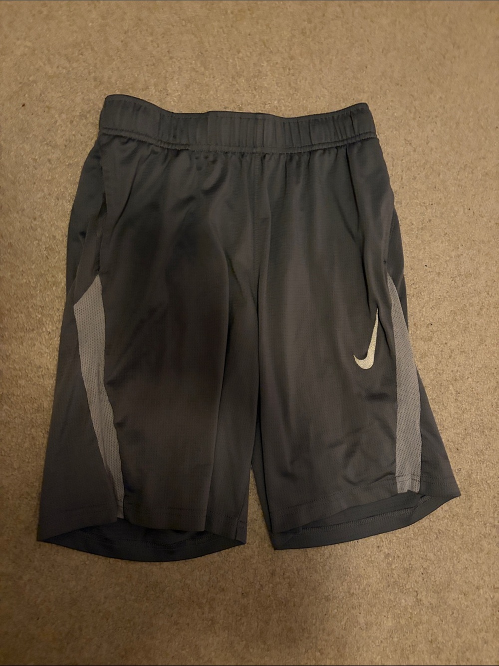 Nike Men's Black Athletic Shorts with Gray Panels
